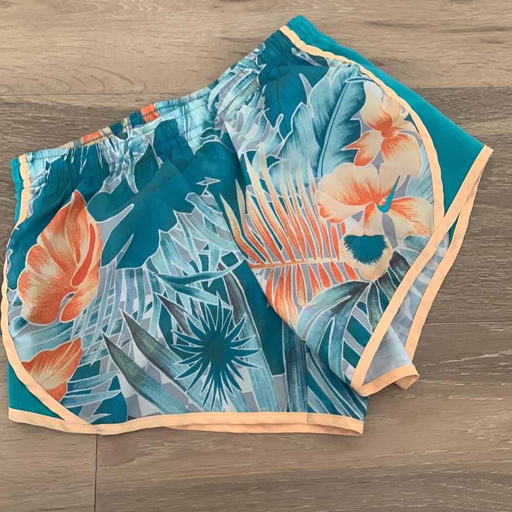 Nike dry-fit running shorts tropical print girls size small